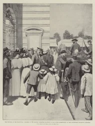 Die Unruhen im Transvaal, Führer des Reformkomitees werden nach der Untersuchung im Regierungsgebäude in Pretoria ins Gefängnis eskortiert